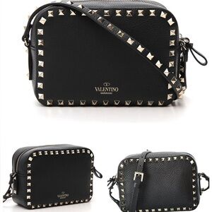 Valentino Garavani Black Crossbody Bag with Gold Studs